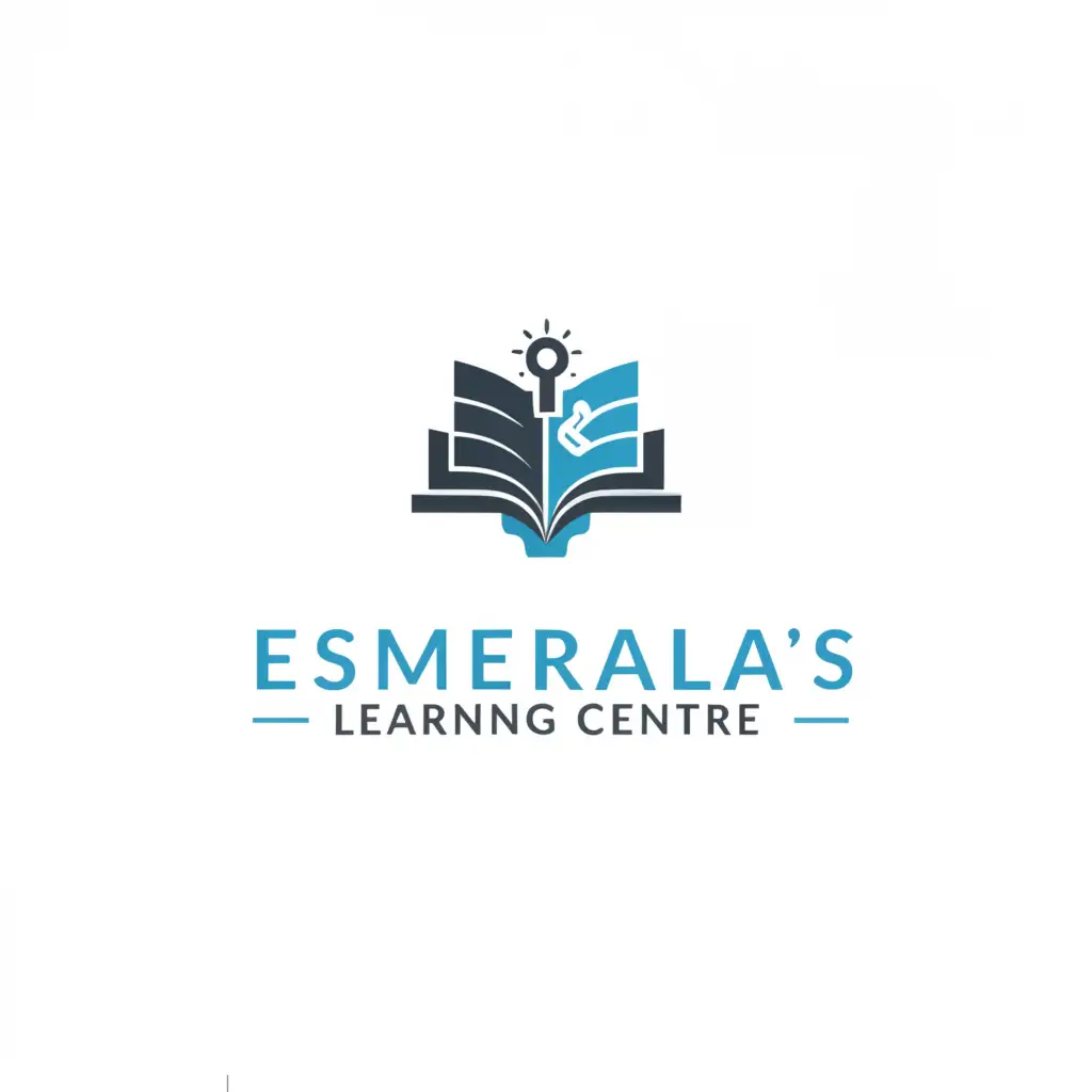 a logo design,with the text "Esmeralda’s Learning Centre", main symbol:Company Description: Adult Education School
Company Slogan: Education is the key
Company Colors: Blue, black, and white
Additional Features: Add any feature that will match the logo,Moderate,clear background