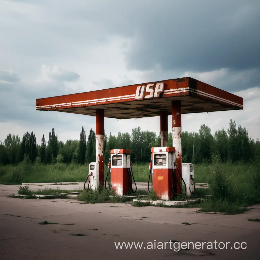Заброшенная заправочная станция где то в СССР 