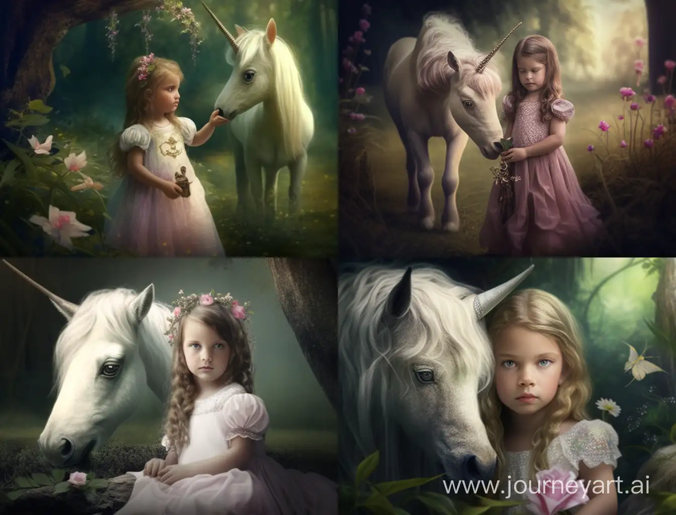 Enchanting-Scene-Little-Princess-and-Unicorn-on-a-Magical-Glade