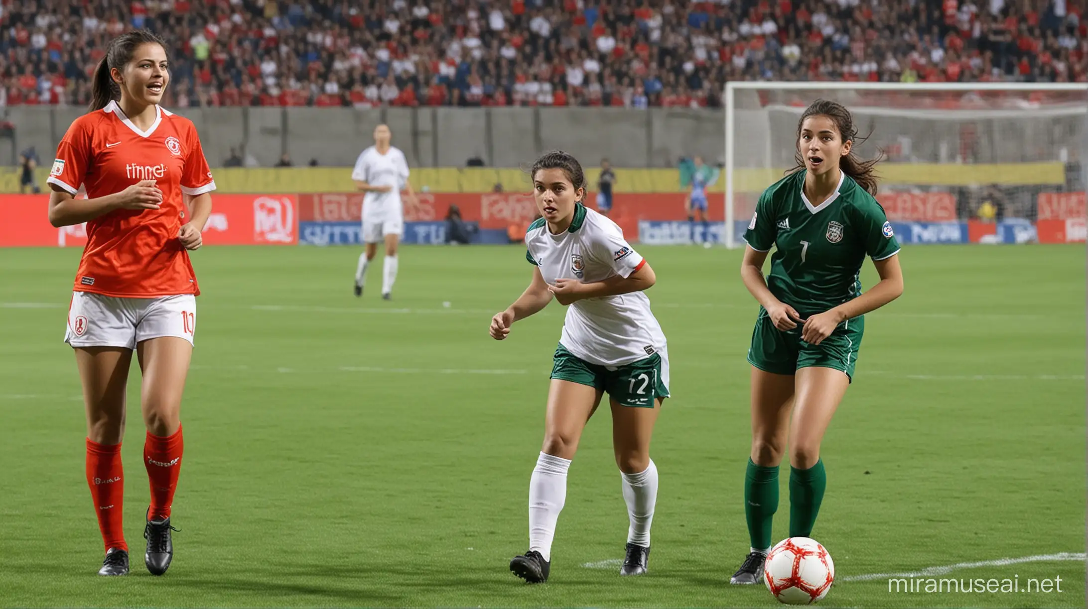 Stupid girl on camera in football match 