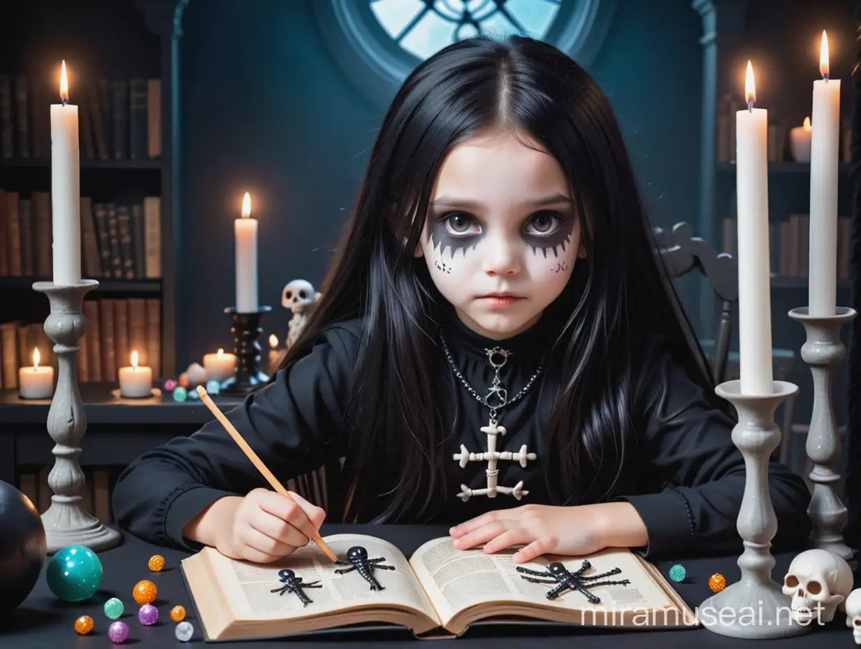 Young Girl Performing Voodoo Ritual with Magical Items