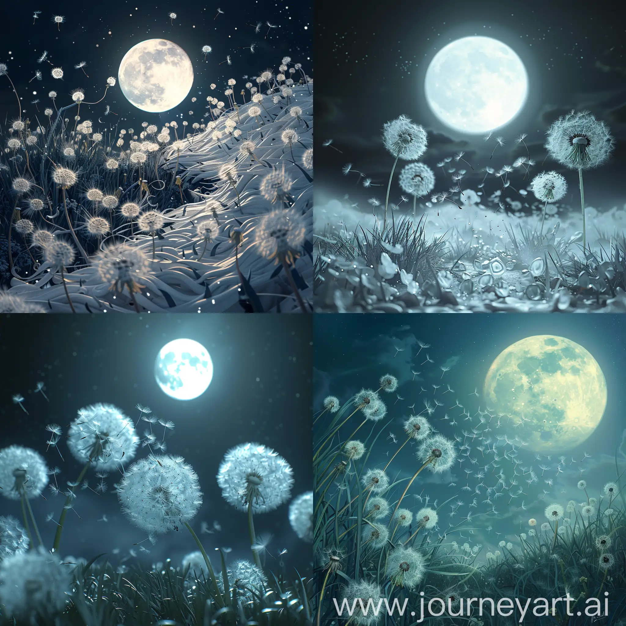 Moonlit-Dandelion-Field-with-Cracked-Glass-Effect