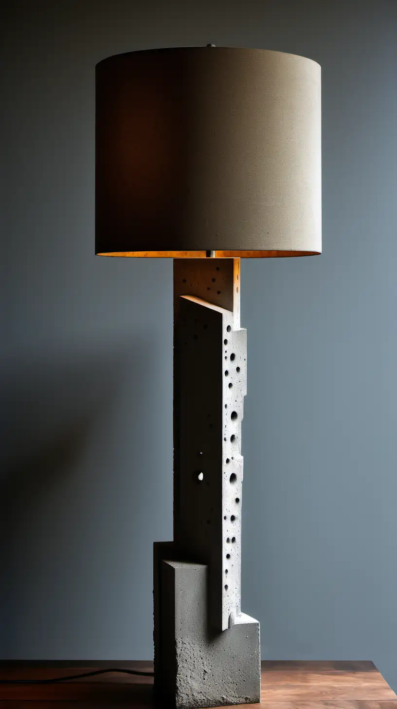 Brutalist Lamp, a lamp made out of concrete, brutalist architectural style, stark, utilitarian