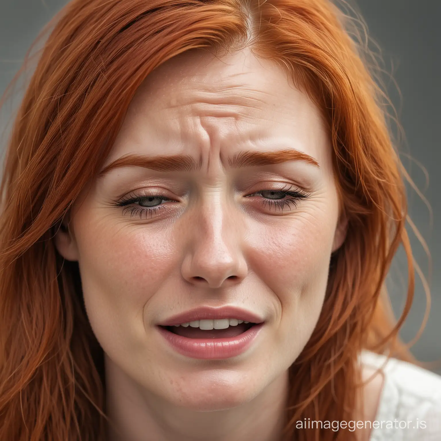 redhead woman crying