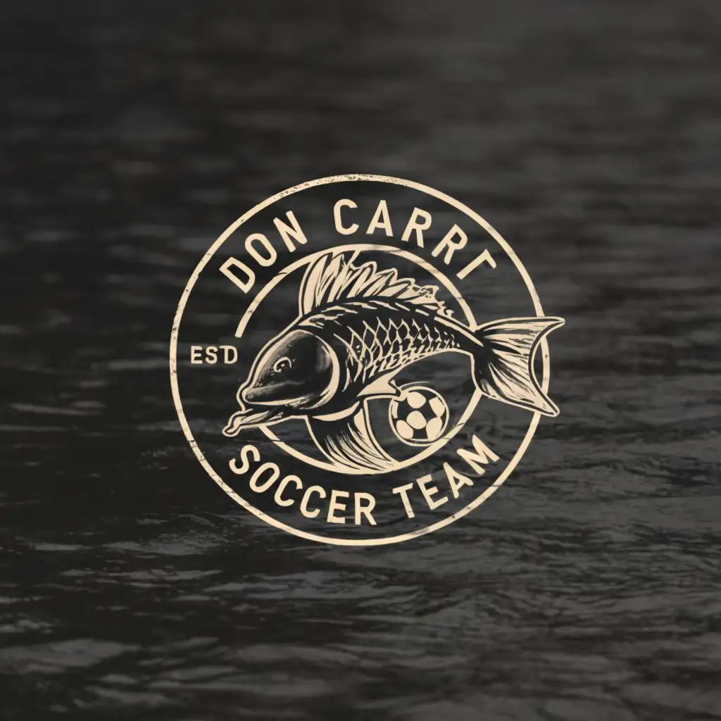 a logo design,with the text "Don carp lake", main symbol:Carp soccer,Moderate,be used in Sports Fitness industry,clear background