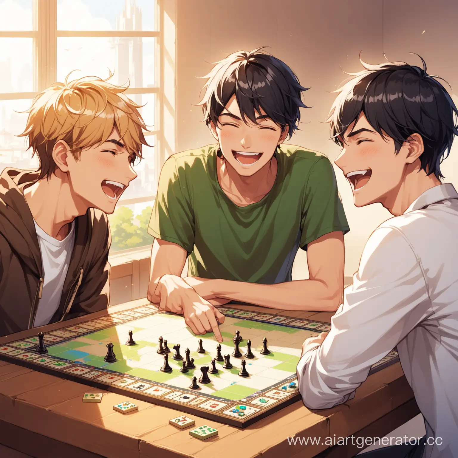 Three-Friends-Playing-TurnBased-Strategy-Game-Civilization-and-Laughing