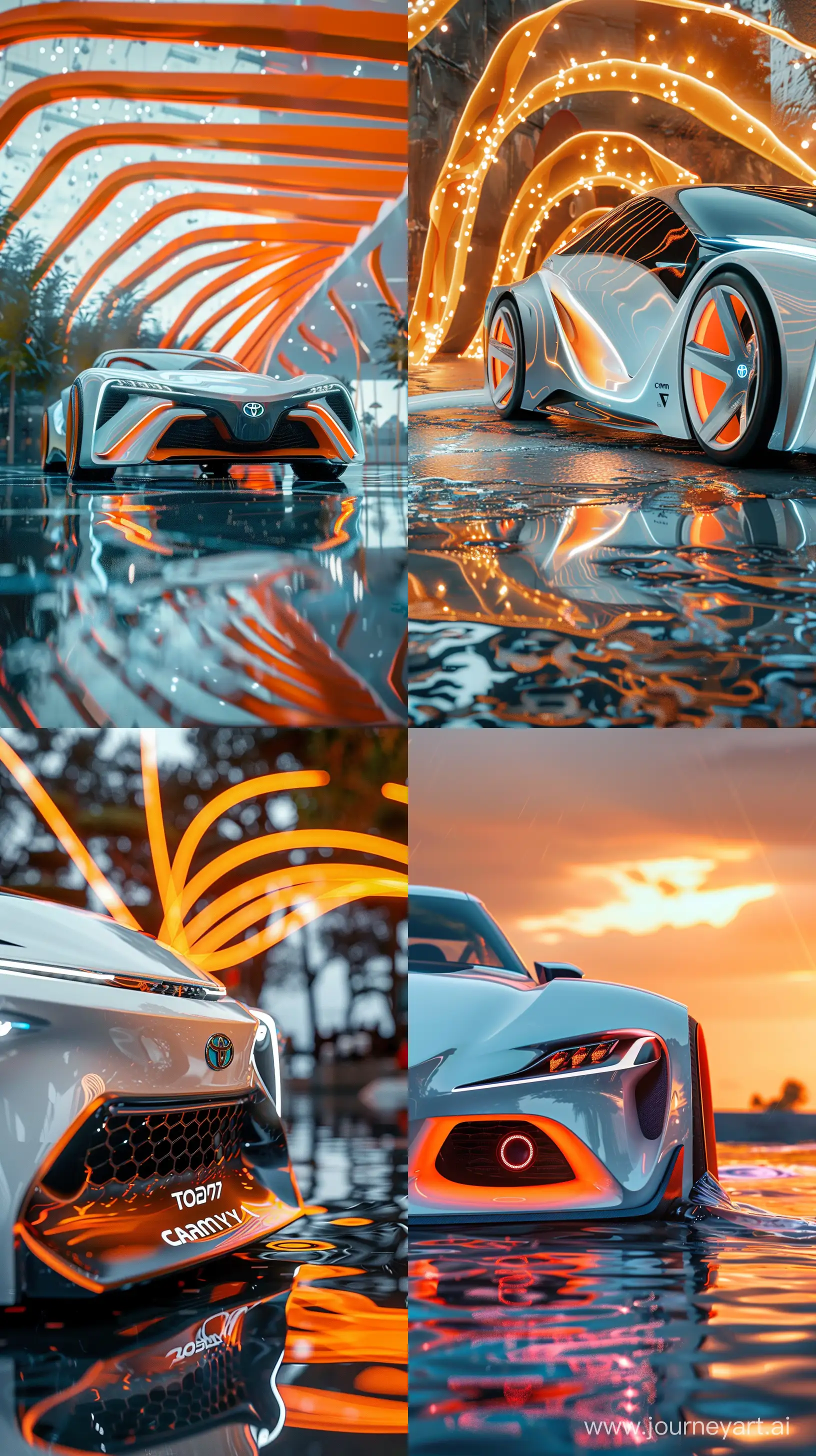 Realistic-Fantasy-Toyota-Camry-V7-Futurist-Concept-Photo-with-Vibrant-White-and-Orange-Lighting