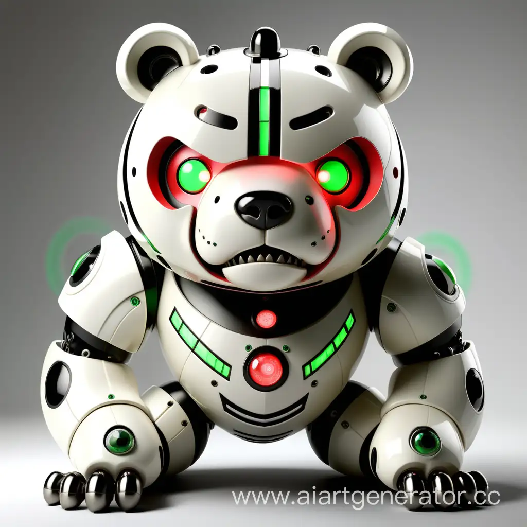 Robotic-Bear-with-White-Metallic-Armor-and-LED-Eyes