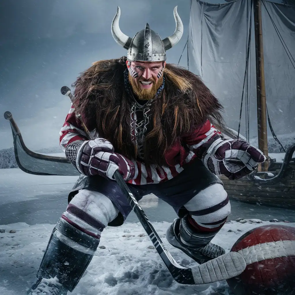 Viking-Playing-Hockey-with-a-Club