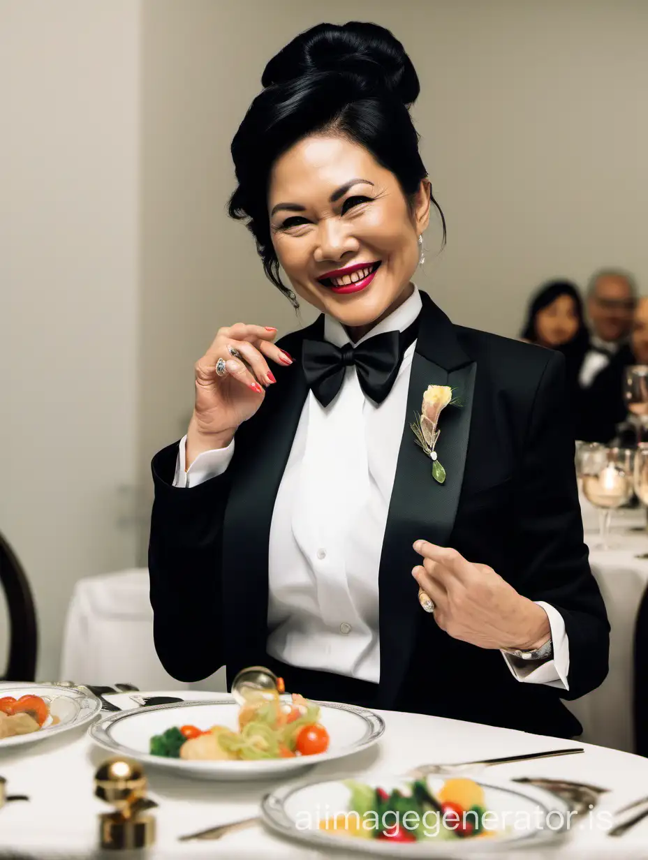 Elegant-Vietnamese-Woman-in-Tuxedo-Jacket-Smiling-at-Dinner-Table