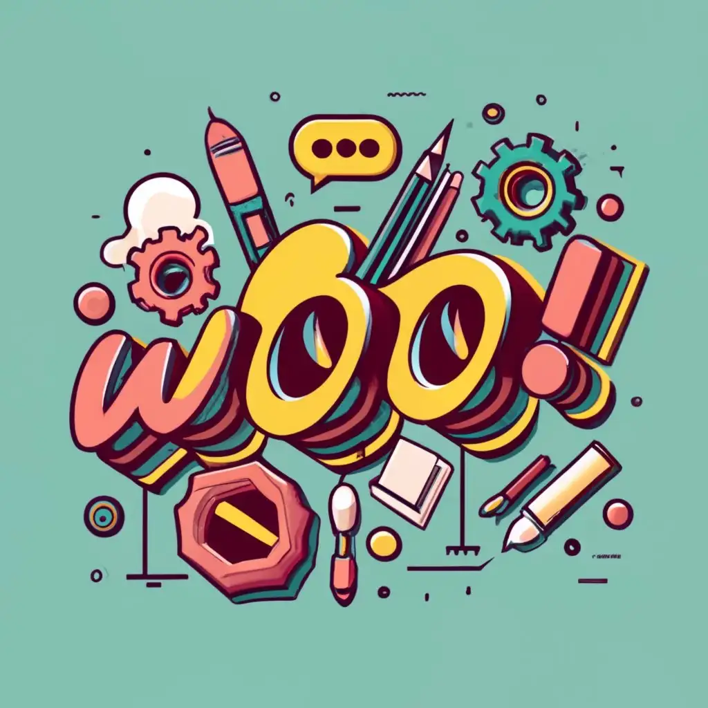 logo, Woo and some designer stuff, with the text "Woo ", typography, be used in Technology industry