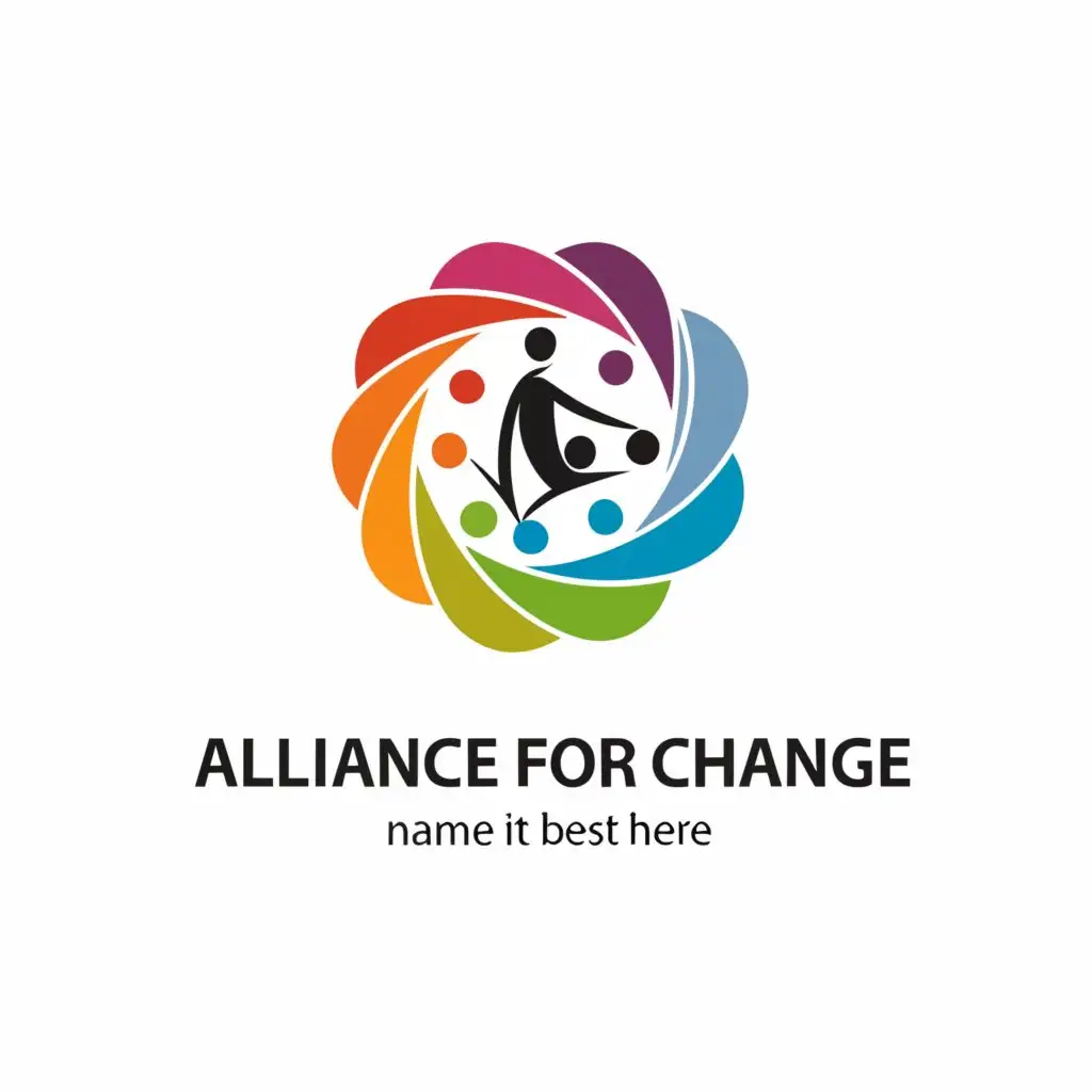 a logo design,with the text 'name: Alliance for change  
the logo must be circular

', main symbol:circle and people,complex,clear background