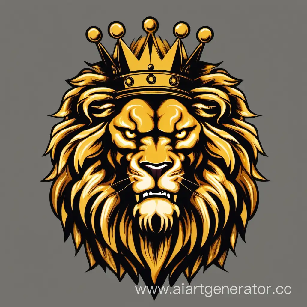 злой золотой лев с короной

