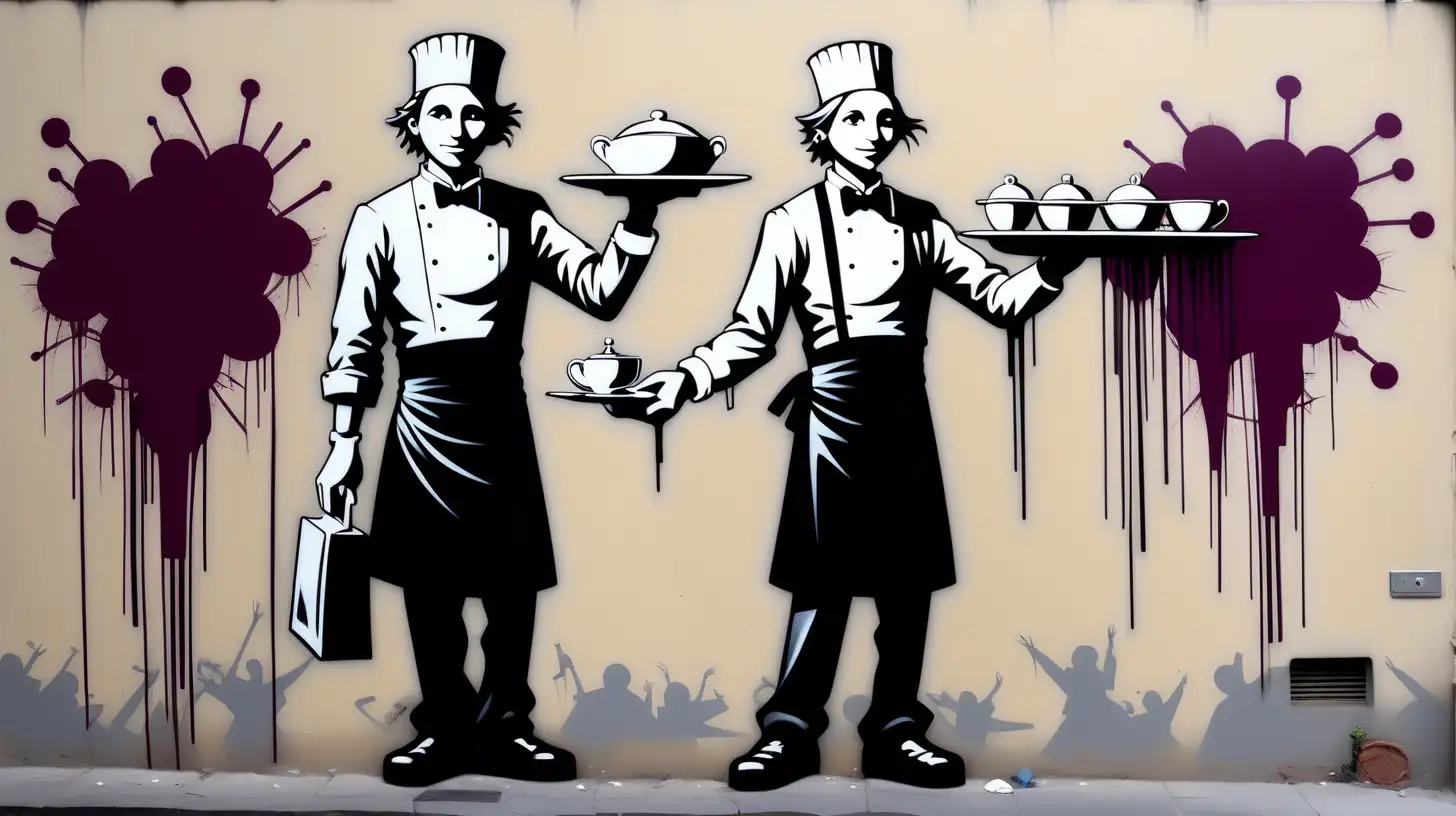 Urban Waiter in Bansky Graffiti Style