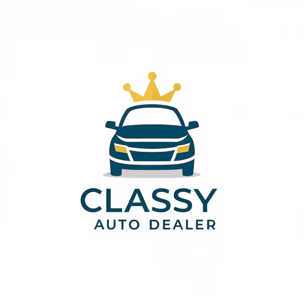 a logo design,with the text "Classy Auto Dealer", main symbol:Yellow and sade of blue, auto dealer.,Minimalistic,be used in Automotive industry,clear background