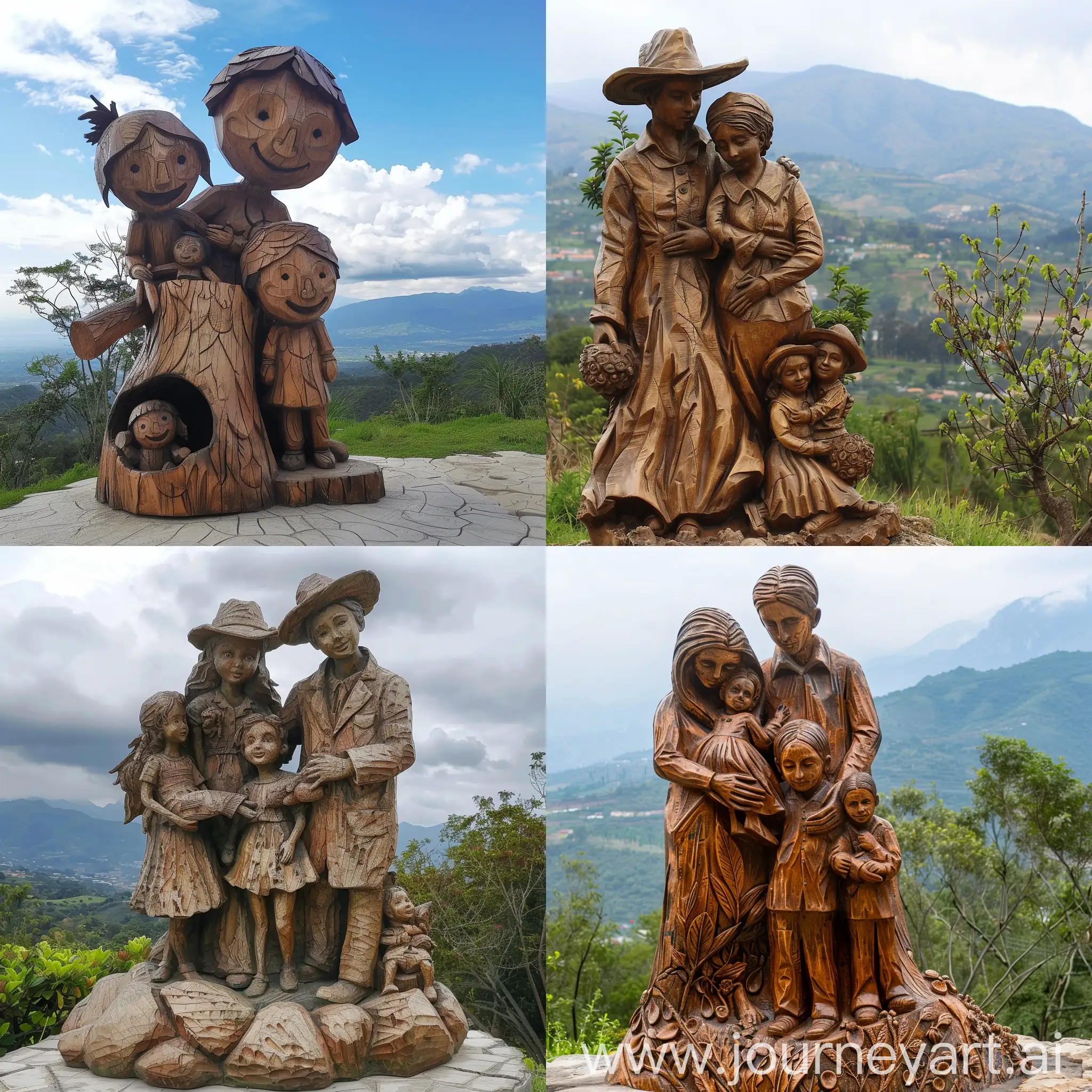 Escultura cultural de arte que plasmar la familia en el parque mirador de Huentitán El Bajo