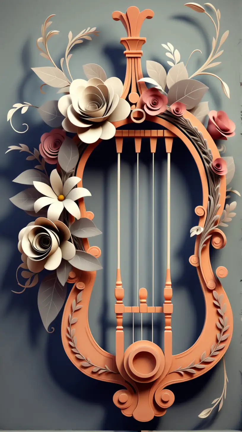 Exquisite Lyre with Floral Wreath Artistic Harmony