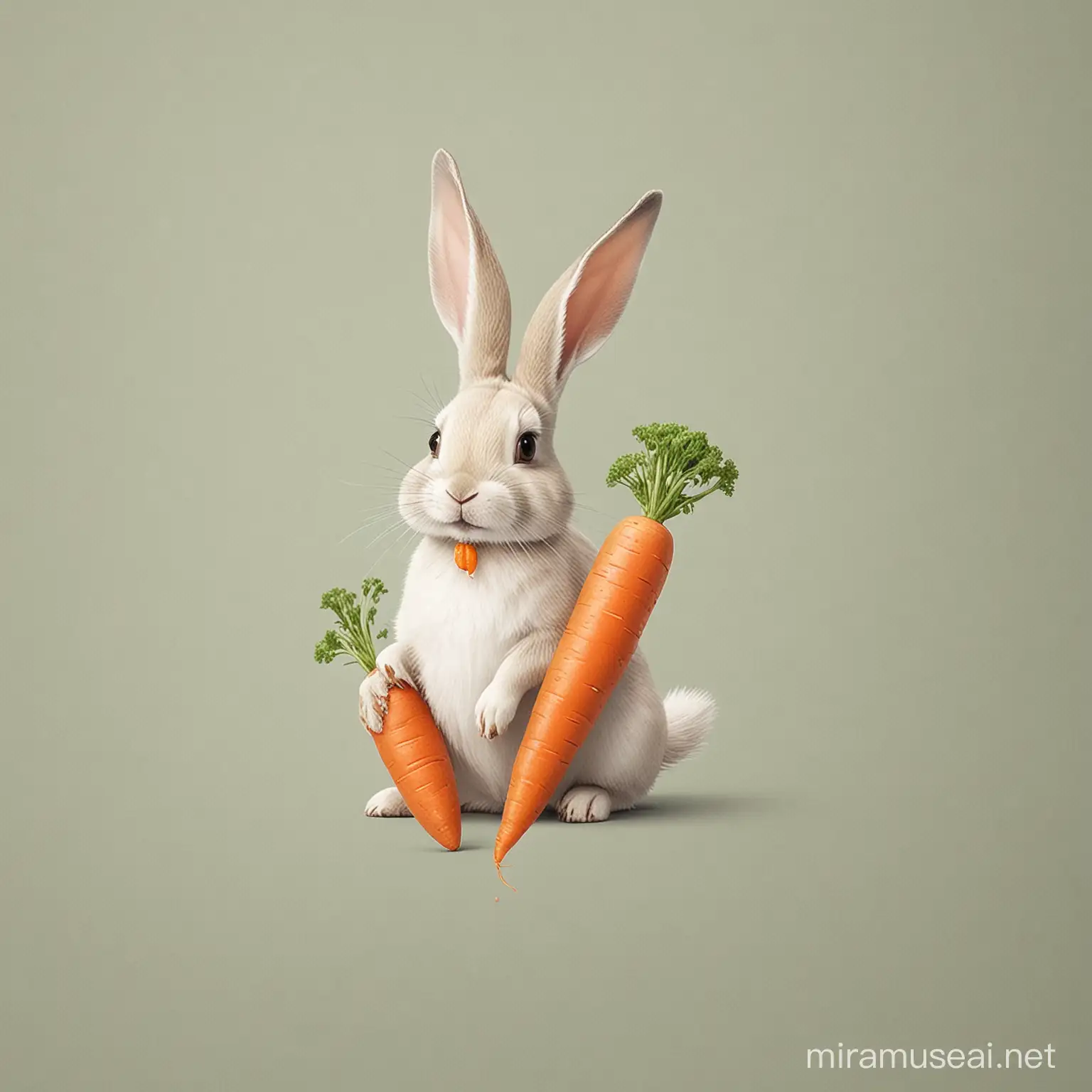 Happy Rabbit Eating Carrot in Consistent Color Palette