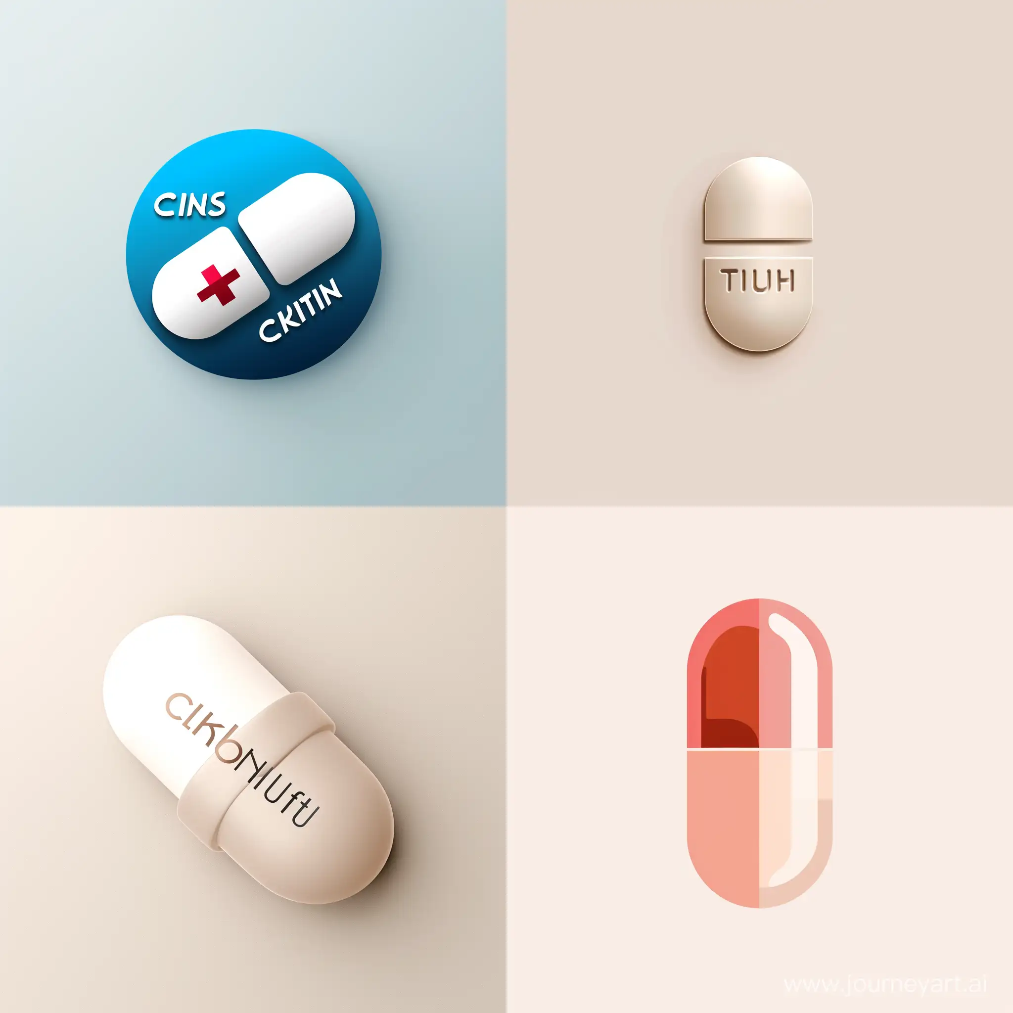 логотип  в форме таблетки для медицинской клиники в спокойных тонах