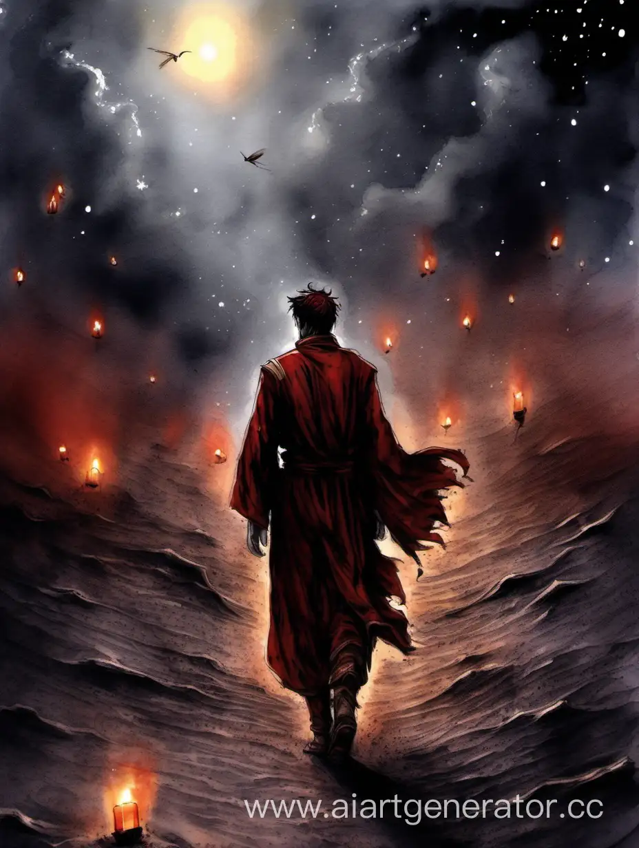 Wanderer-Amidst-Fiery-Shadows-Journey-of-Surrender-and-Defeat