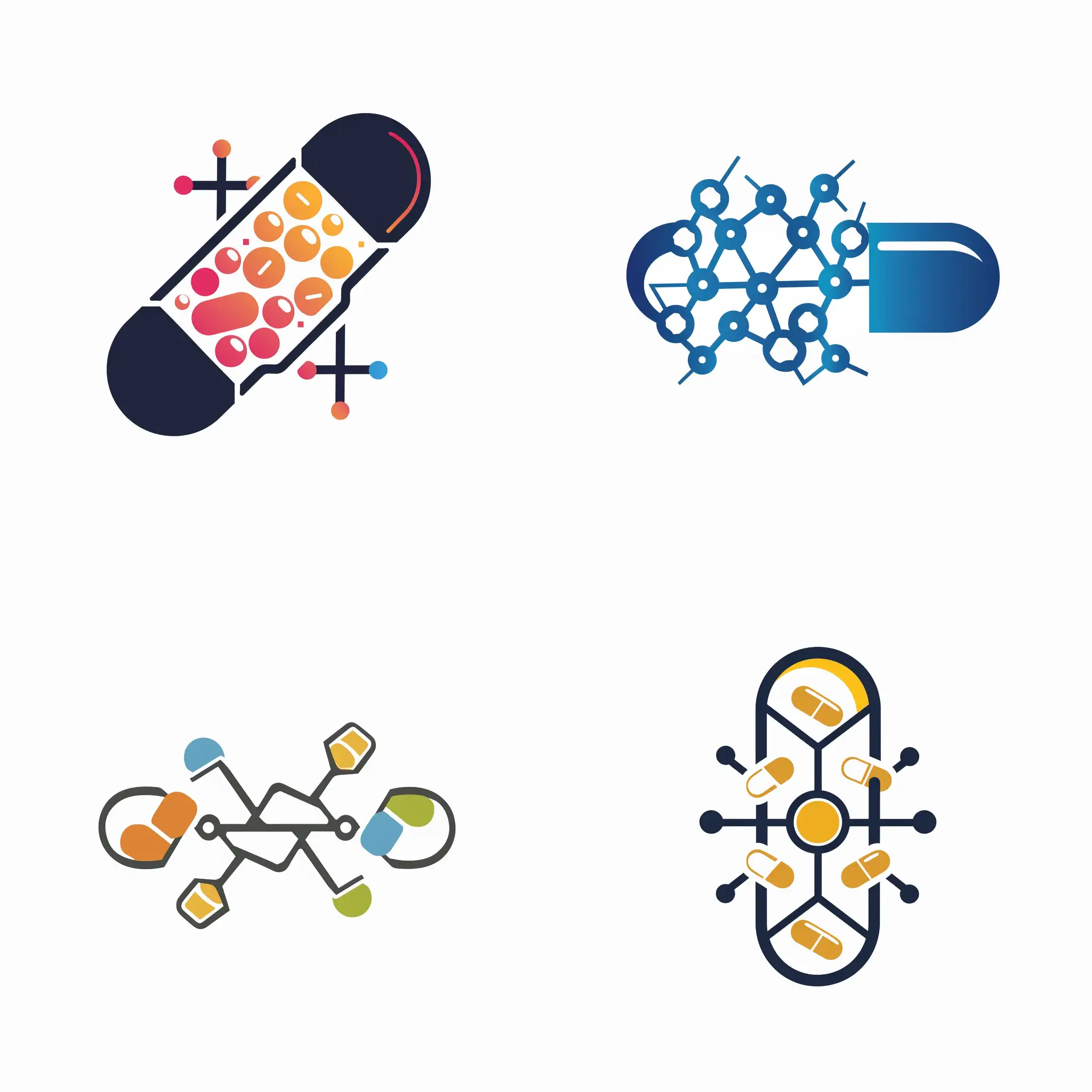 pill molecule pharmacy logo