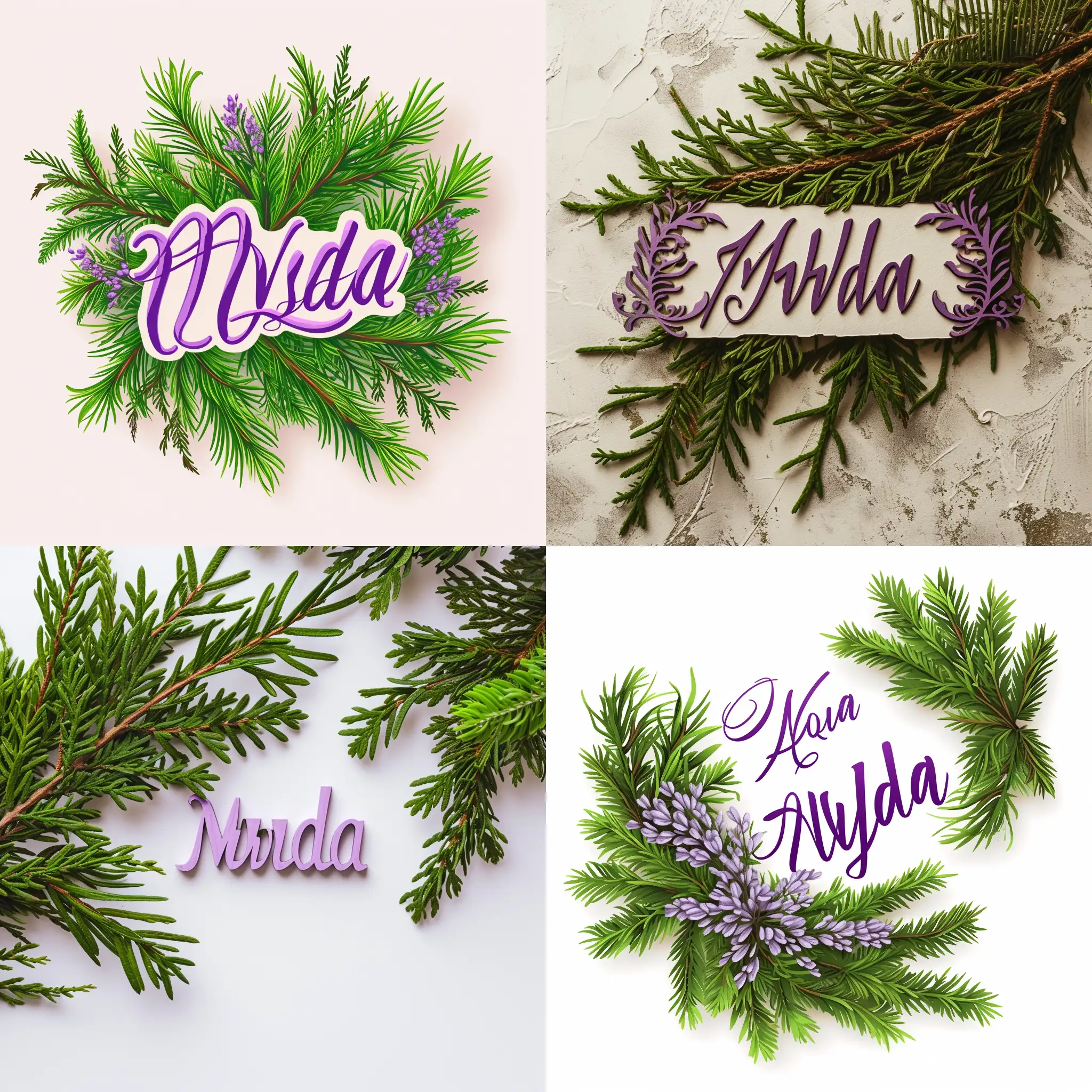 Elegant-Lilac-Calligraphic-Font-with-Vlada-Beside-Cedar-Branches