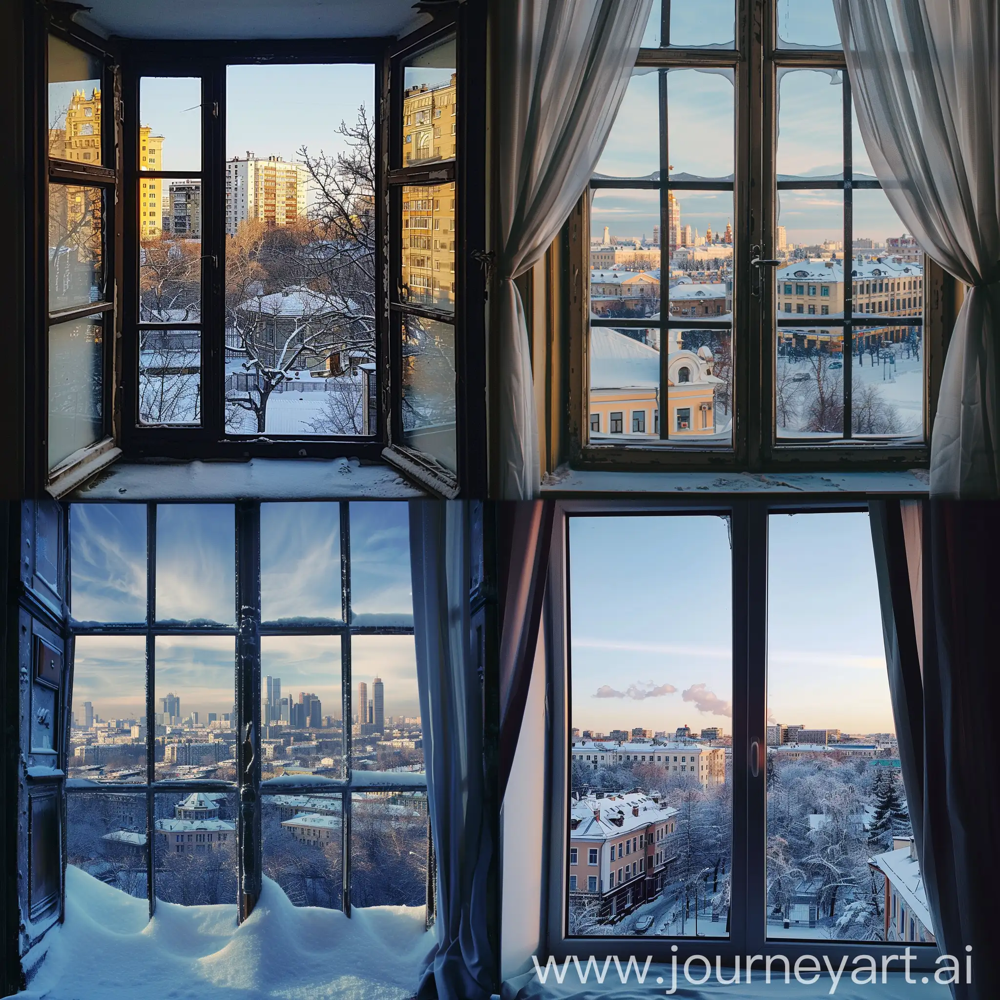 view from the window on the winter city