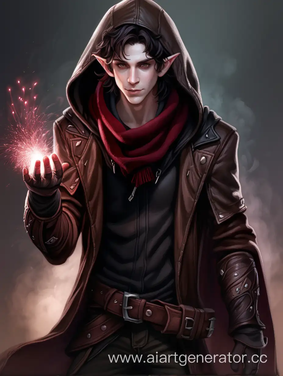Mysterious-Elf-Man-Enveloped-in-DarkRed-Smoke-and-Sparks