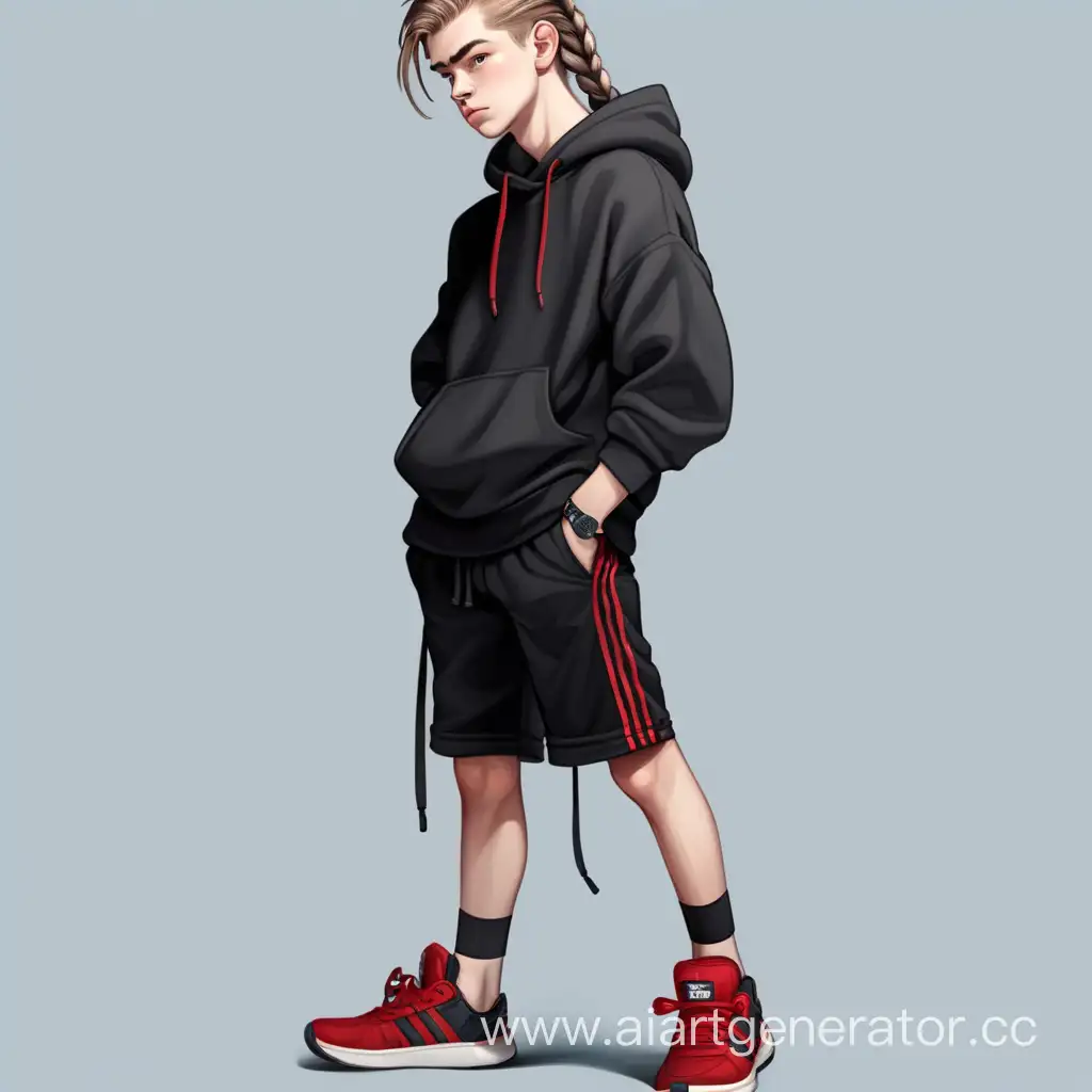 Russian-Teenage-Boy-with-Long-Braid-Wearing-Hoodie-and-Sneakers