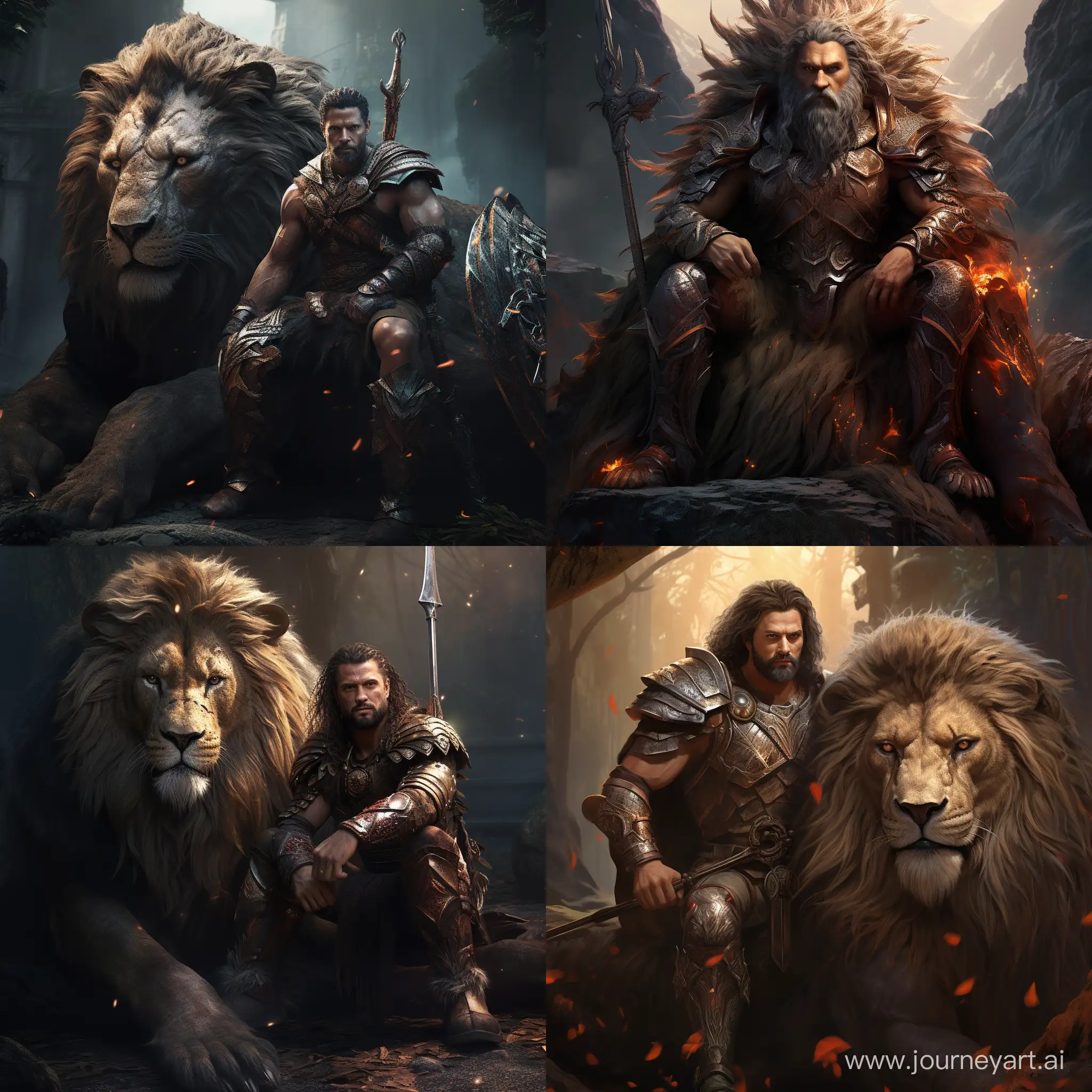 Mighty-Warrior-Riding-a-Majestic-Lion