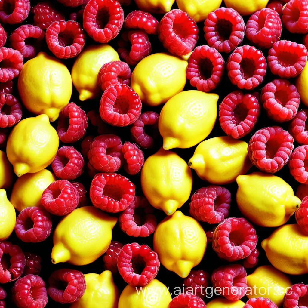 Vibrant-Sea-of-Lemons-and-Raspberries-Citrusy-Fruitscape-Artwork