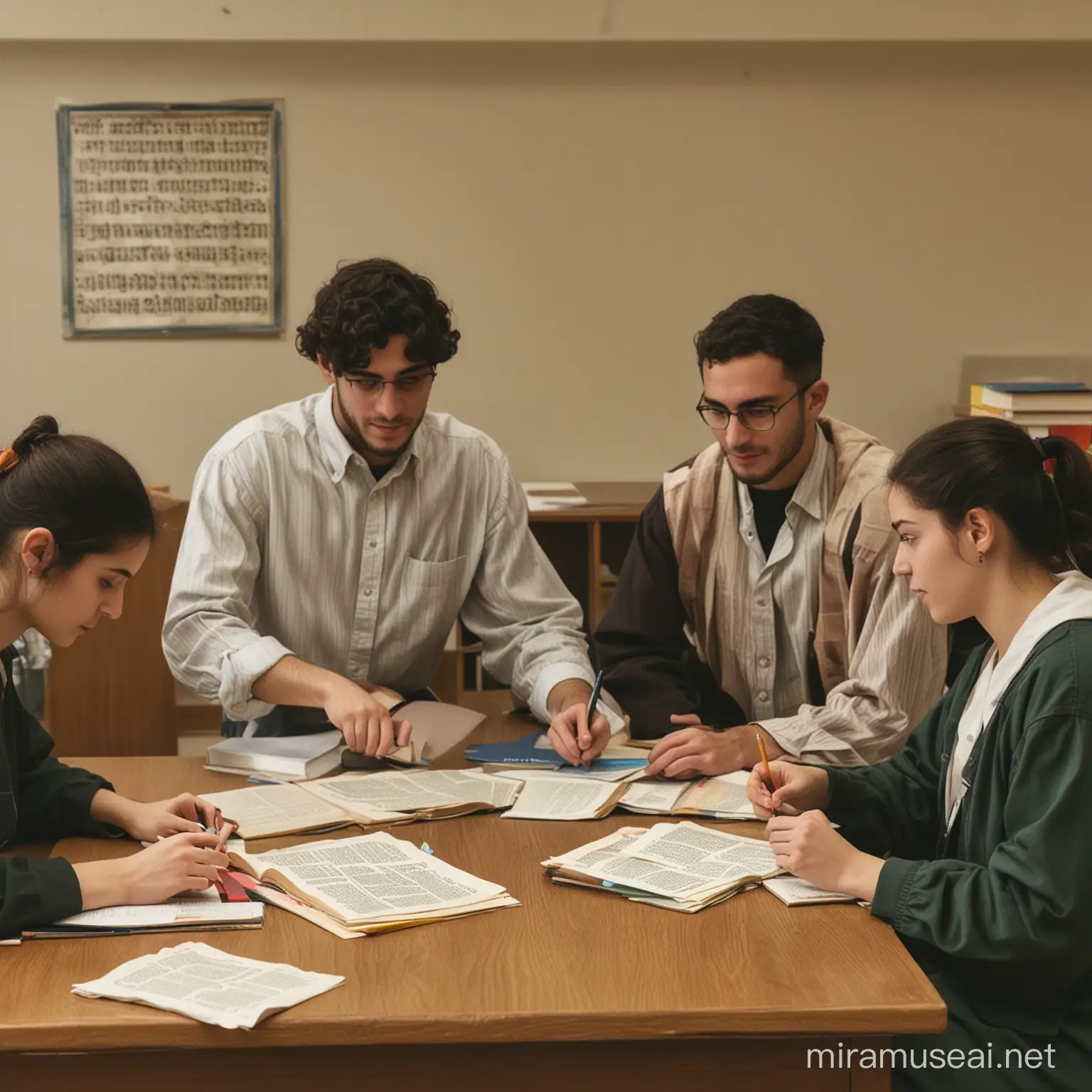 students in the university studying hebrew color

