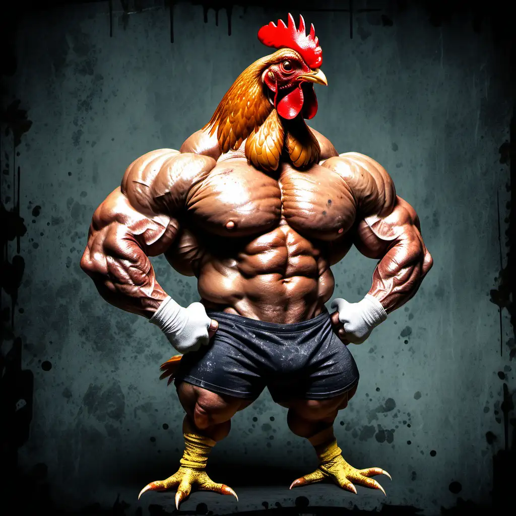 Muscular Grunge Chicken Flexing Its Feathers