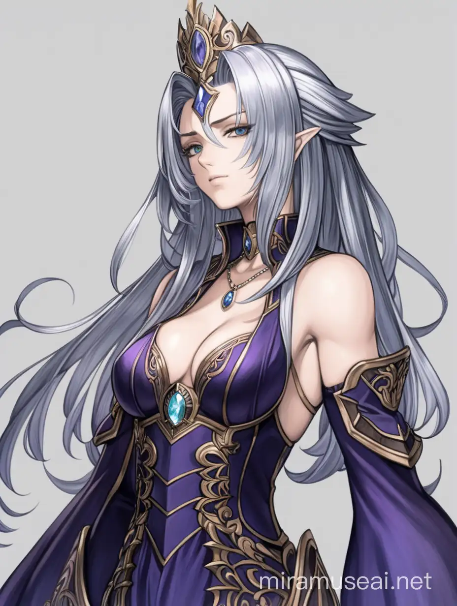Regal Empress Portrait Confident Fantasy Antagonist in Dark Dress