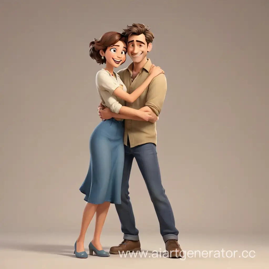Cartoon-Man-Embracing-Woman-with-Loving-Smile