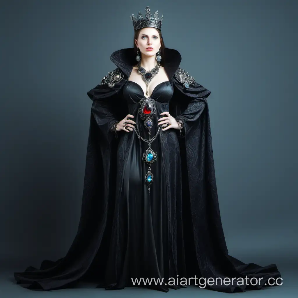 woman big chest european empress sorcerer black jewelry in full growth