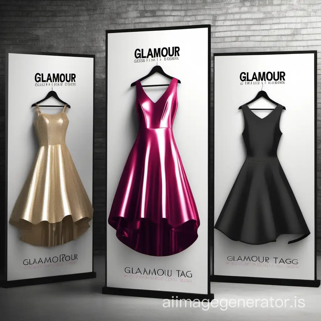 I need a poster design for a dresses Store talking about offers and everything. The store name is (glamour tag).