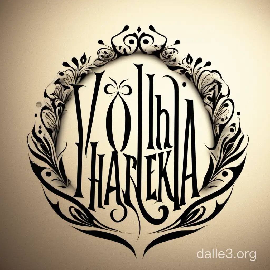 logo design in graphic design technique, incorporating the name of the author: Volha Harlenka