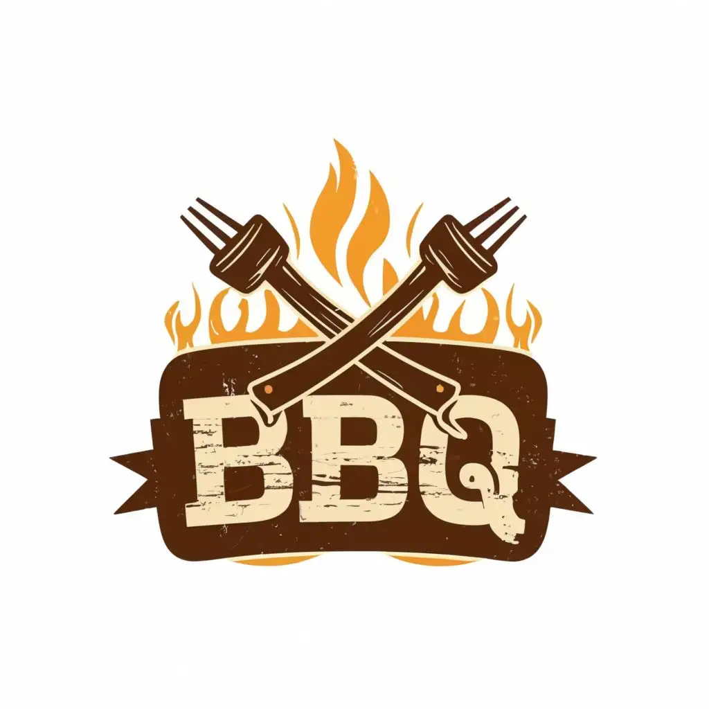 logo, BBQ Ribs and fire, with the text "BBQ", typography, be used in Restaurant industry
