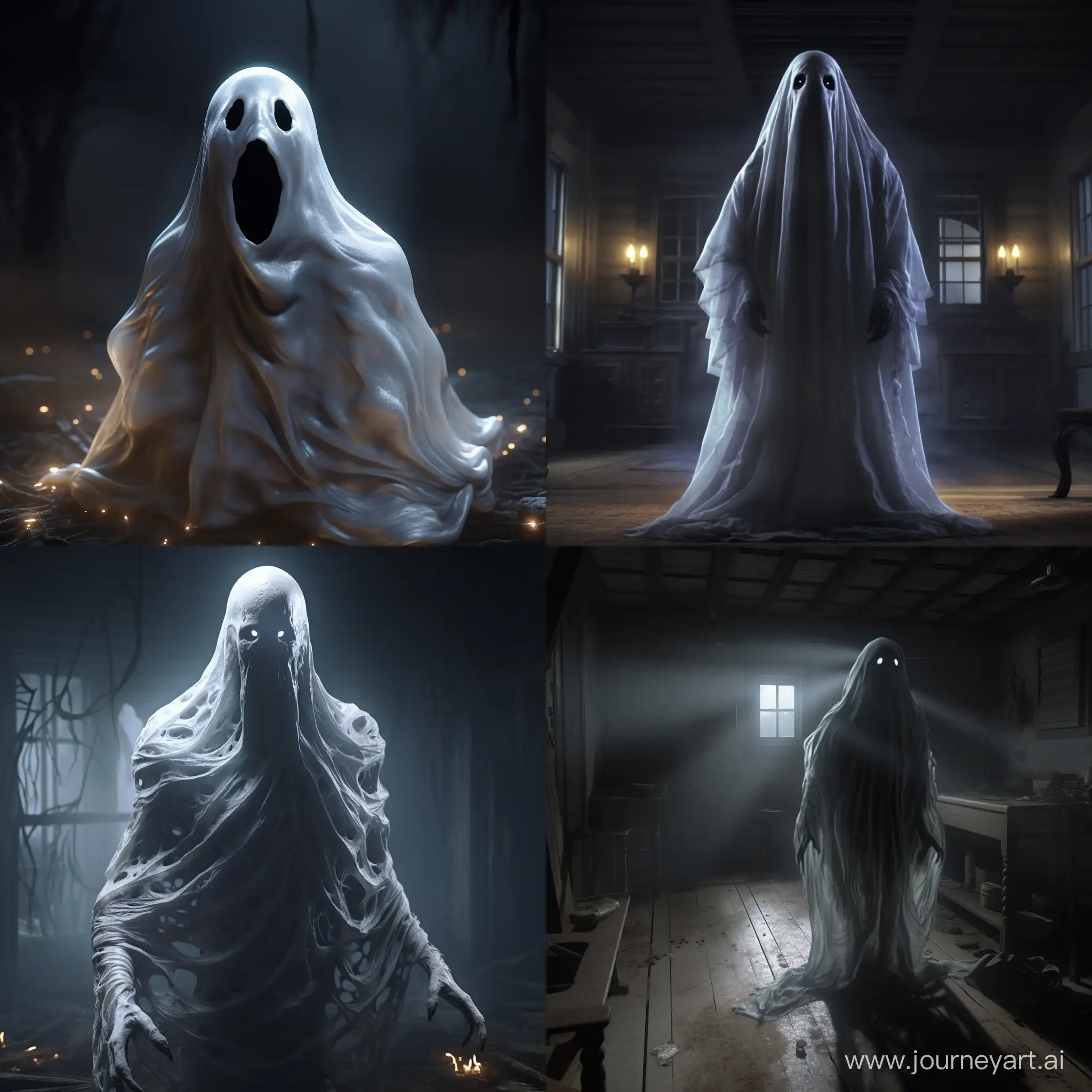 A scary ghost. 3D animation 