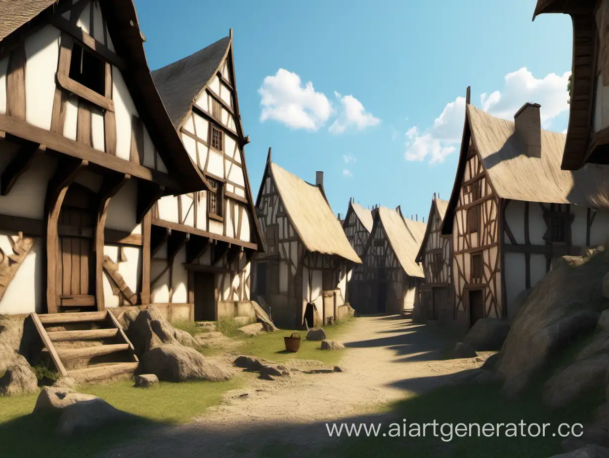 локация средневековье вымершая деревня солнечный день