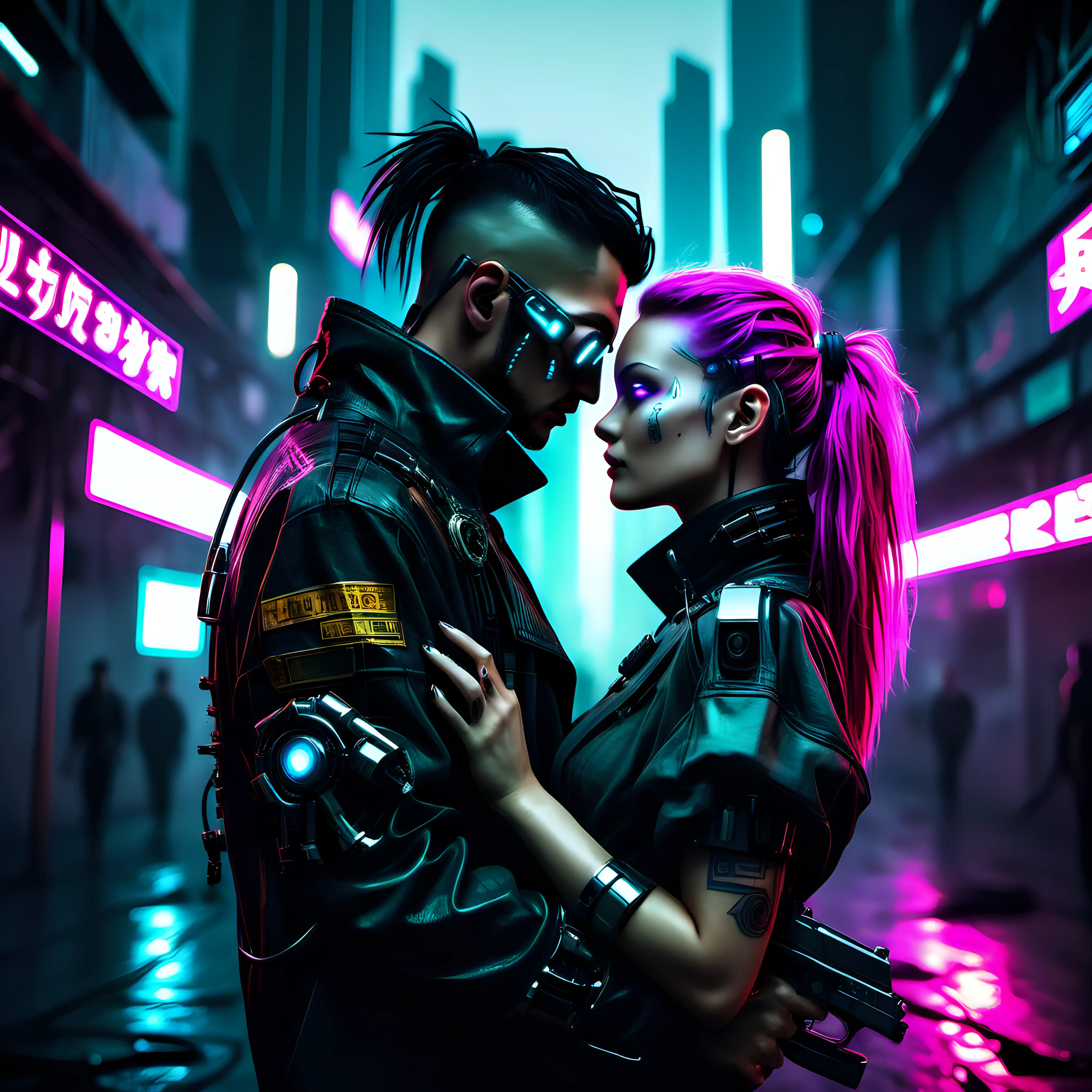 Futuristic Cyberpunk Romance Art