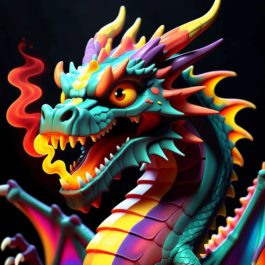 Vibrant Animated Dragon Breathing Fire