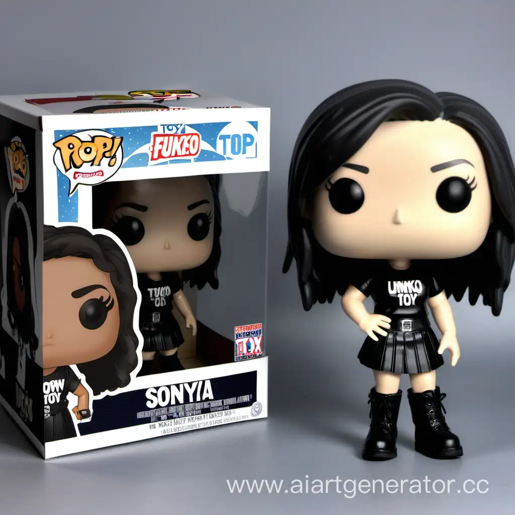 Sonya-Funko-Pop-Toy-DarkHaired-Girl-in-Black-Outfit-with-Toy-Box-Background