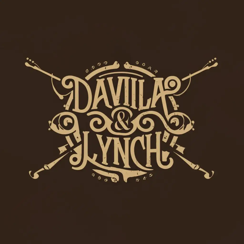 a logo design,with the text "Davila & Lynch", main symbol:Guitar and drumsticks,complex,be used in Entertainment industry,clear background