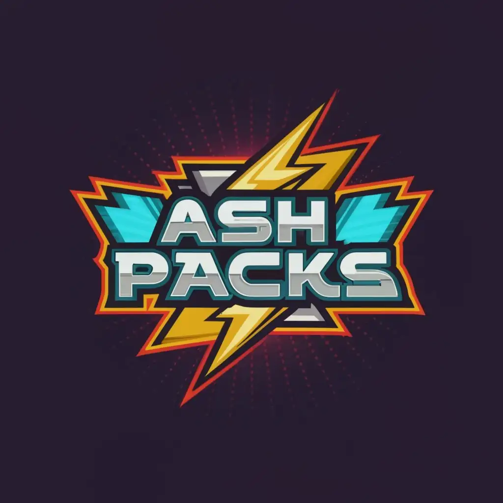 a logo design,with the text "'Ash Packs' in the style of Pokémon lettering", main symbol:Comic book style bang ,Moderate,be used in Entertainment industry,clear background
