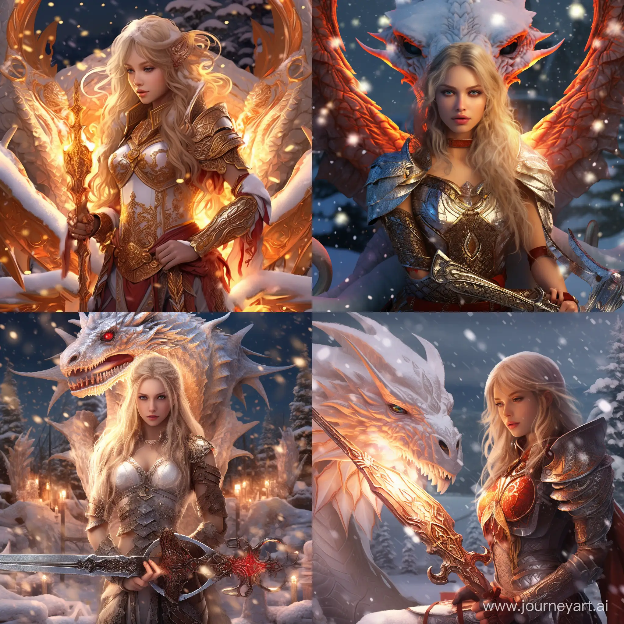 Winter-Dragon-Girl-with-Glowing-Scales-and-Sword-in-Snowy-Landscape