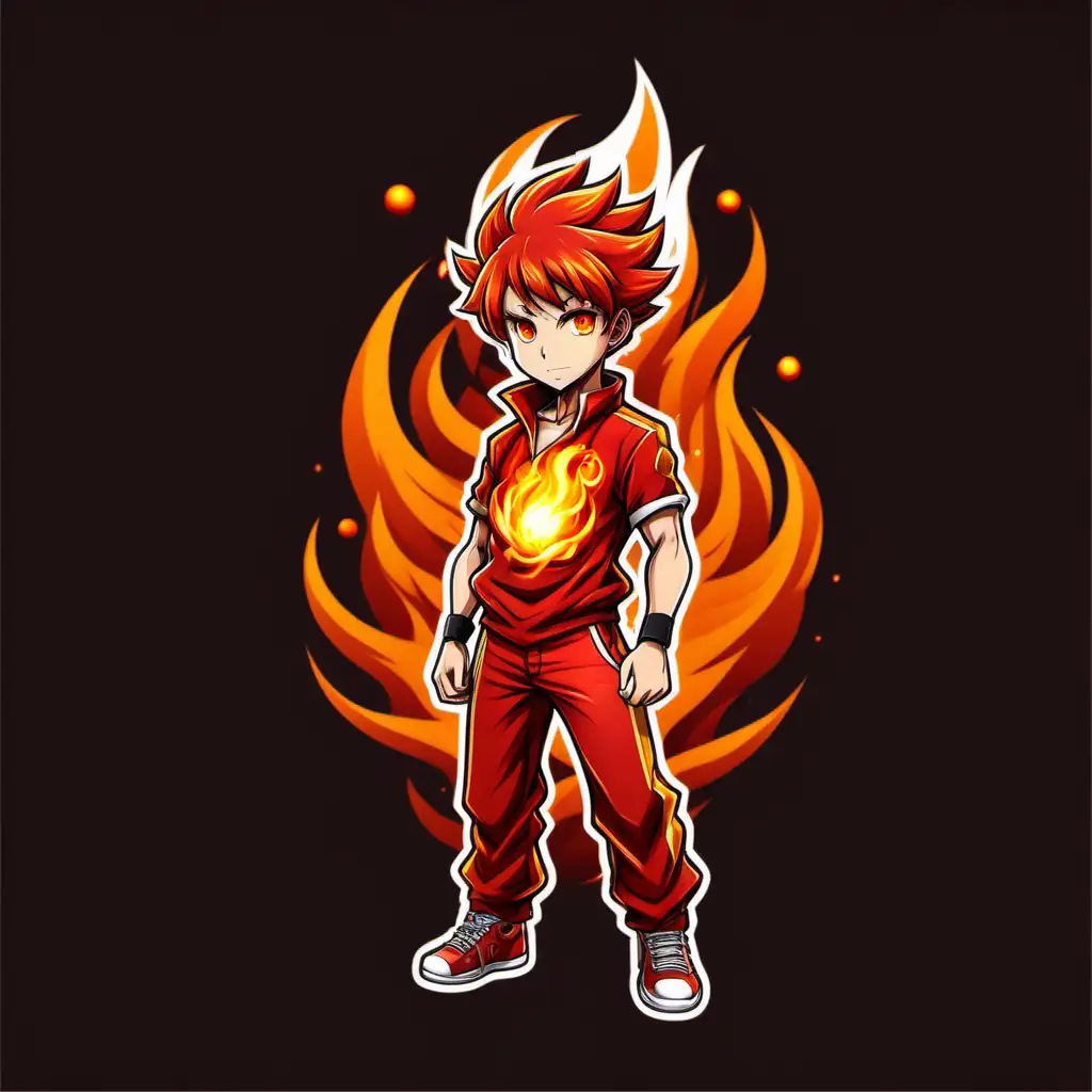 Create anime style full body fireball cartoon character logo 