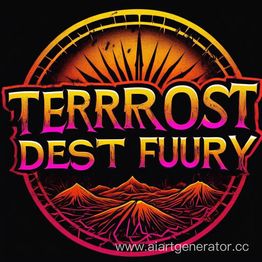 логотип терорестической группы в чёрном свете с надписью Desert Fury