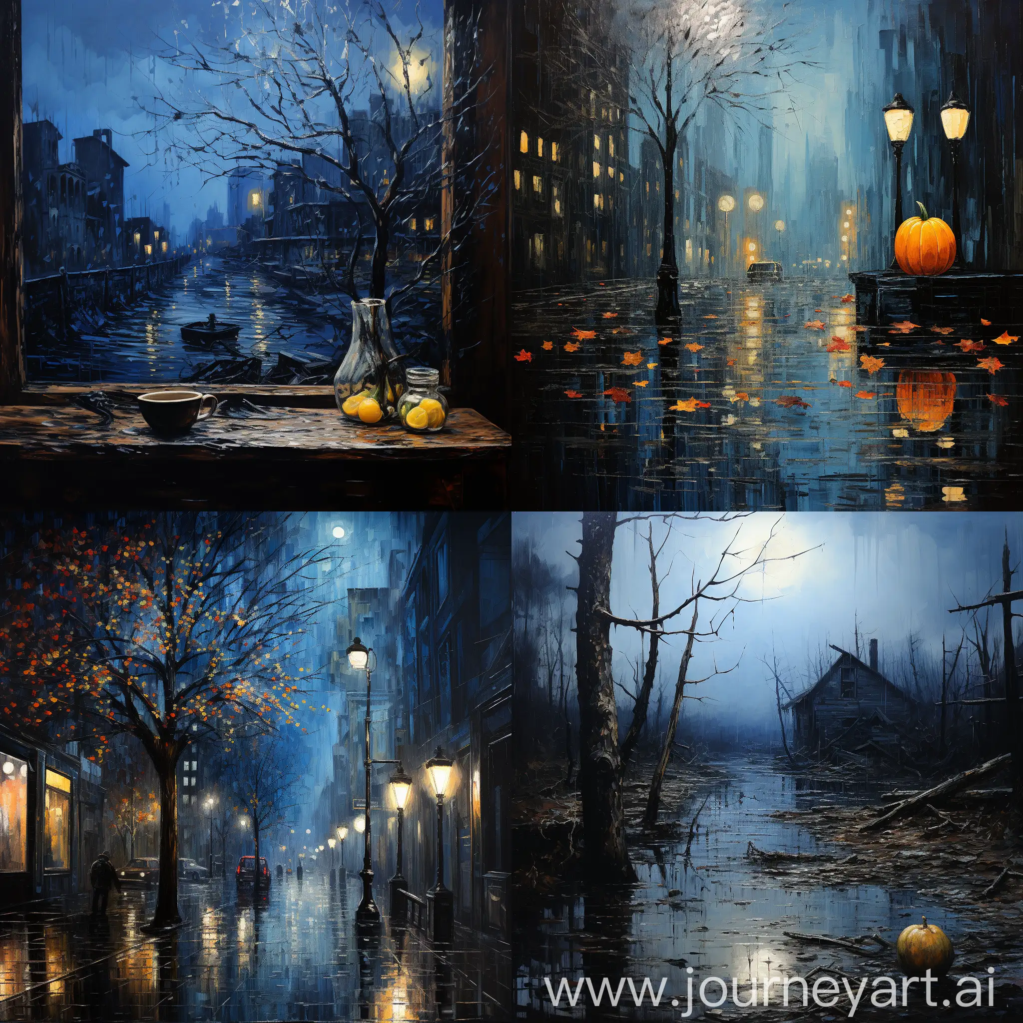 Rainy-Night-in-New-York-City-Vintage-Vincent-Van-Gogh-Inspired-Oil-Painting-of-Blue-Blackberry-Fruit